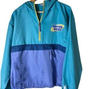 Dutch Bros Blue and Teal Windbreaker